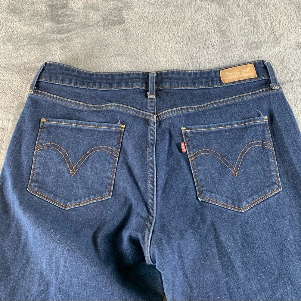 Levi’s Capri Stretch Jeans Women Size 12 Blue‎ Denim Rolled Hem Casual Retro - Picture 3 of 10
